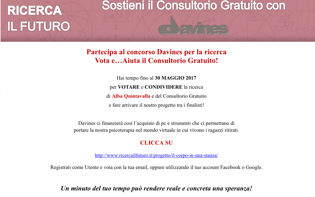 Aiuta il Consultorio Gratuito partecipando al concorso Davines