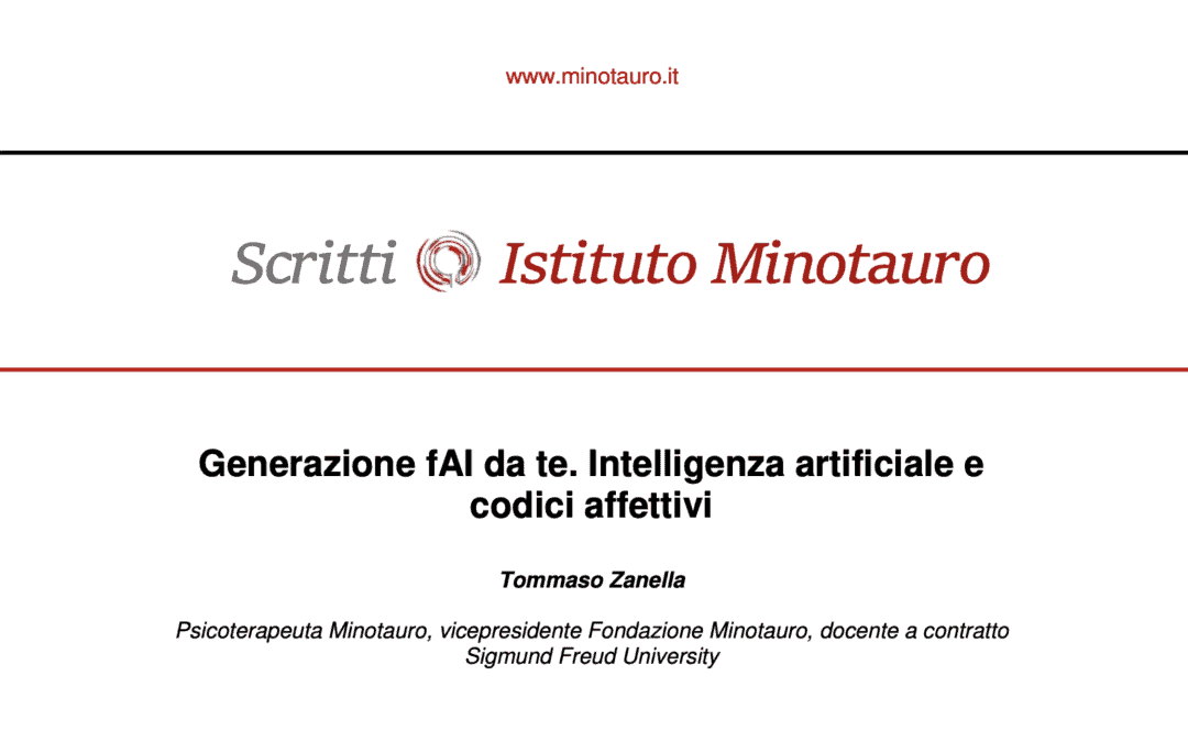 Generazione fAI da te. Intelligenza artificiale e codici affettivi – Rivista Scritti@IstitutoMinotauro